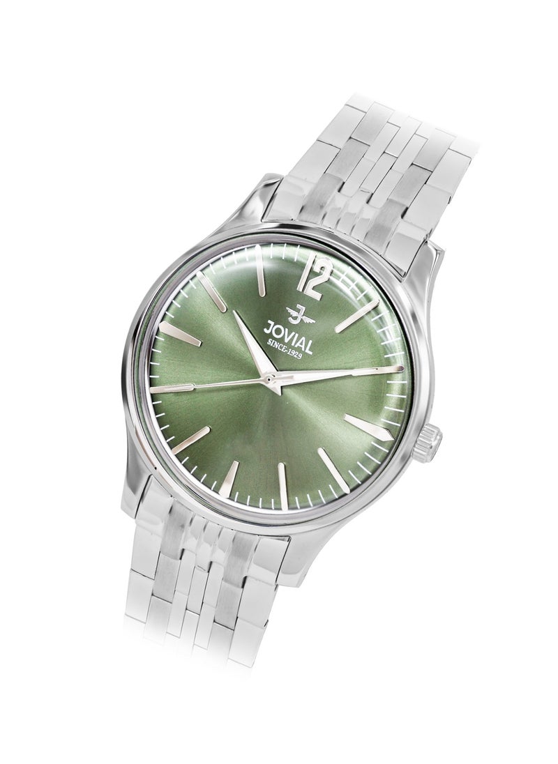 JOVIAL 5075LSMQ09E Women's metal band  Watch, 30mm, Green Dial