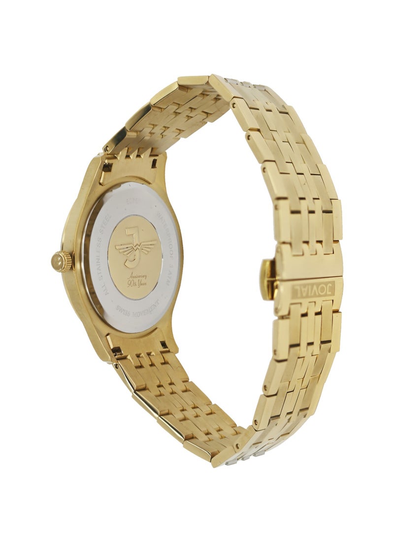 JOVIAL 5075LGMQ07E Women's metal band  Watch, 30mm, Gold Dial