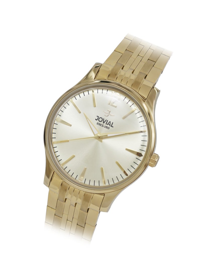 JOVIAL 5075LGMQ07E Women's metal band  Watch, 30mm, Gold Dial