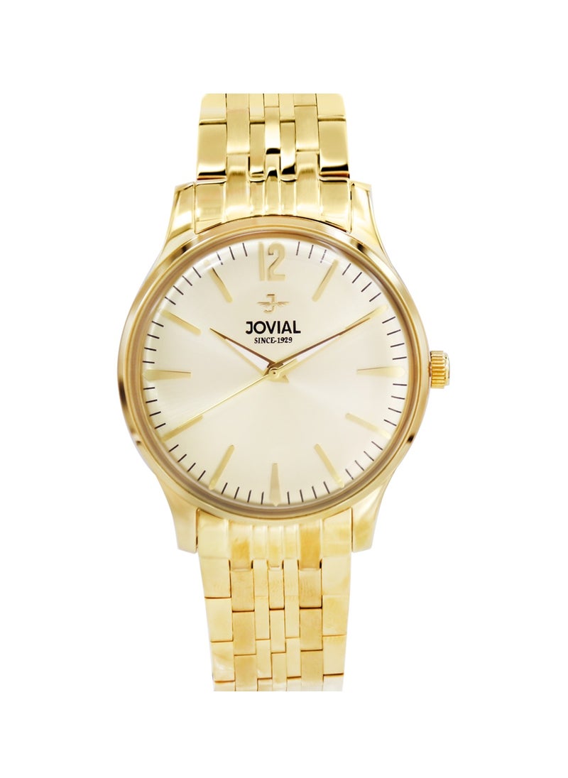 JOVIAL 5075LGMQ07E Women's metal band  Watch, 30mm, Gold Dial