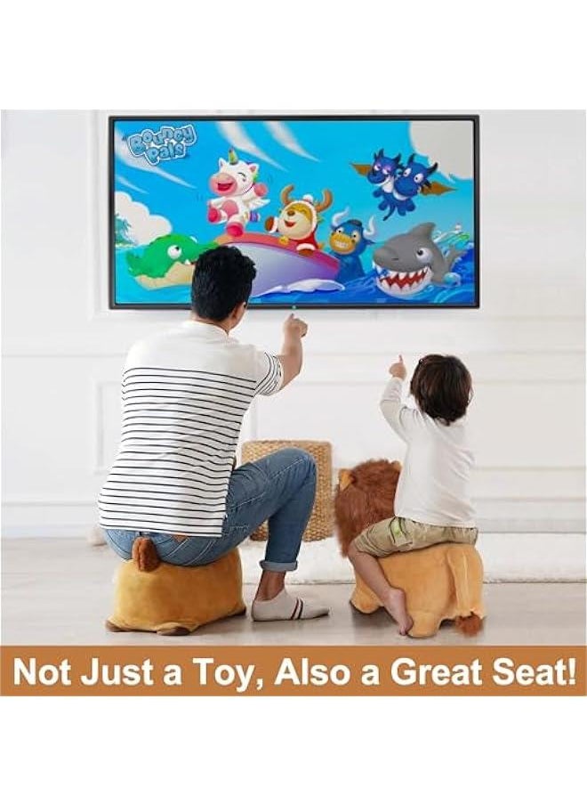 Bouncy Pals Lion Hopper Toy, Toddler Plush Bouncing Animal, Inflatable Ride on Bouncer W/Pump, Indoor Outdoor Hopping Horse, Kid Jumping Toy, Birthday Gift for 2 3 4 5 Year Old Boy Girl