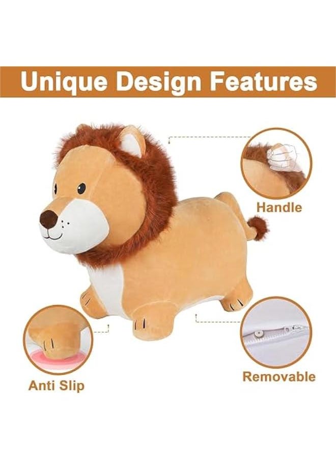 Bouncy Pals Lion Hopper Toy, Toddler Plush Bouncing Animal, Inflatable Ride on Bouncer W/Pump, Indoor Outdoor Hopping Horse, Kid Jumping Toy, Birthday Gift for 2 3 4 5 Year Old Boy Girl