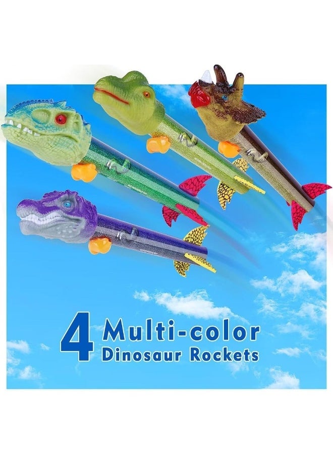 Dinosaur Rocket Launcher For Kids Launch Up To 100 Ft 4 Dinosaur Rockets Outdoor Outside Toys For Kids