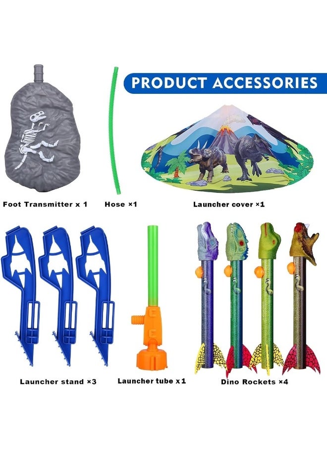 Dinosaur Rocket Launcher For Kids Launch Up To 100 Ft 4 Dinosaur Rockets Outdoor Outside Toys For Kids