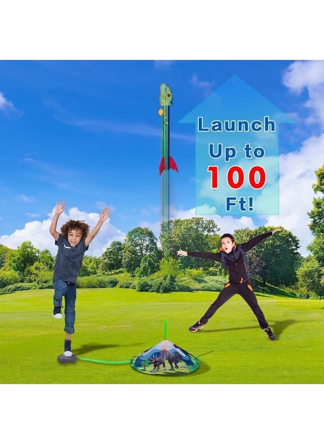 Dinosaur Rocket Launcher For Kids Launch Up To 100 Ft 4 Dinosaur Rockets Outdoor Outside Toys For Kids