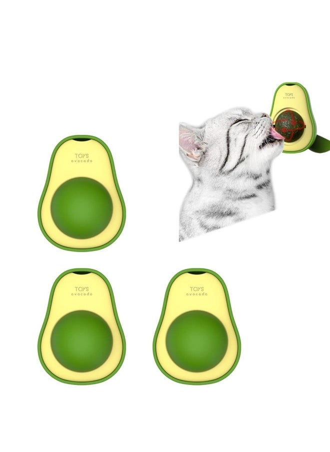 Catnip Wall Ball Avocado-Shaped Cat Toys Edible Cat Licking Toys Cat Chew Toys Teeth Grinding Toys Clean Cat Chew Toys Rotatable Indoor Cat Toys (3 Pieces Mint Flavor)