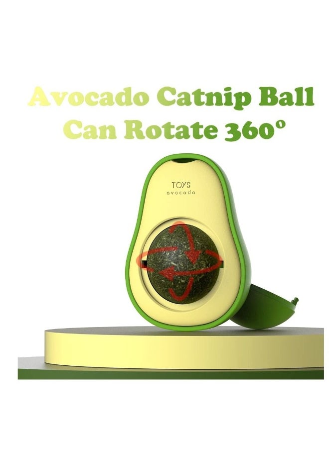 Catnip Wall Ball Avocado-Shaped Cat Toys Edible Cat Licking Toys Cat Chew Toys Teeth Grinding Toys Clean Cat Chew Toys Rotatable Indoor Cat Toys (3 Pieces Mint Flavor)