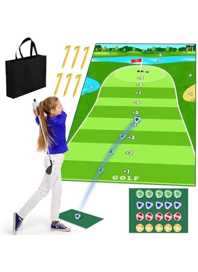 Golf Chipping Game Golf Training Mat with Golf Hitting Mat Indoor Golf Games Sports Outdoor Golf Practice Mats for Adults Kids Family Play Toys Outdoor Play Equipment with 20 Stick Golf Balls