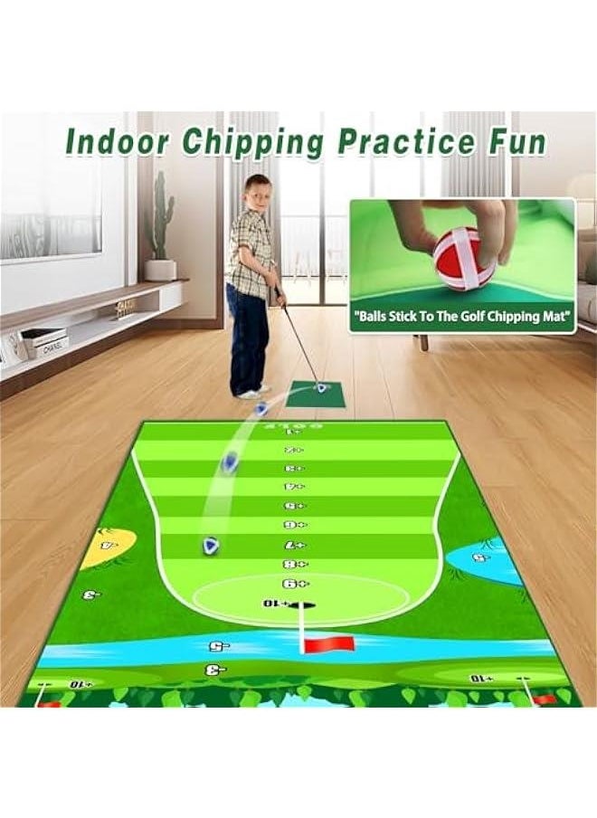 Golf Chipping Game Golf Training Mat with Golf Hitting Mat Indoor Golf Games Sports Outdoor Golf Practice Mats for Adults Kids Family Play Toys Outdoor Play Equipment with 20 Stick Golf Balls
