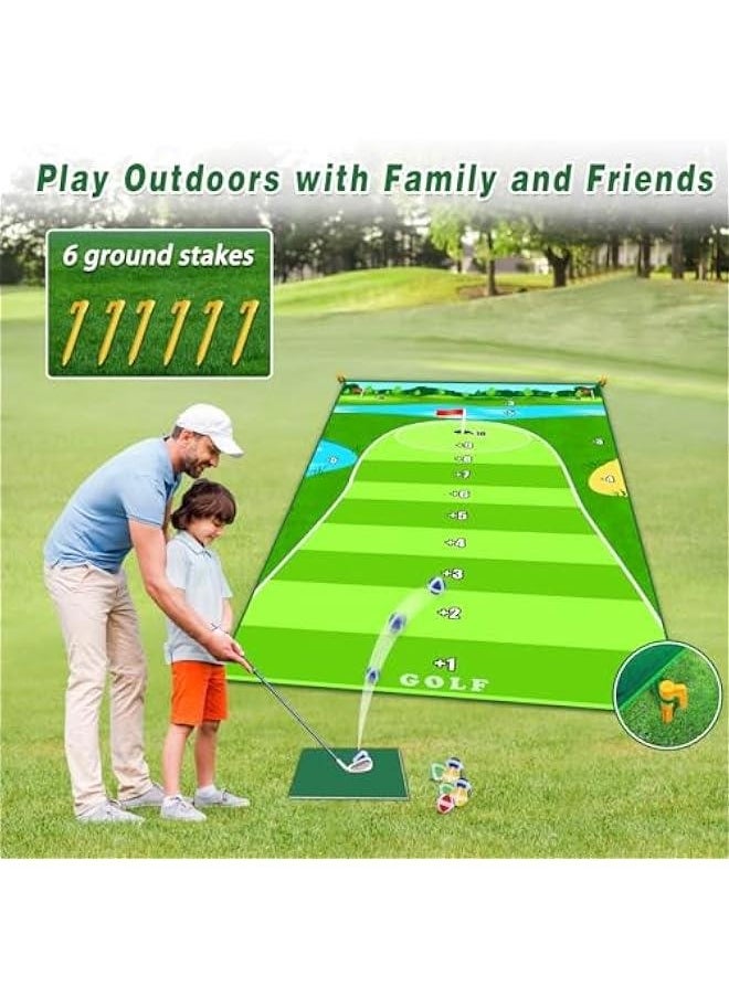 Golf Chipping Game Golf Training Mat with Golf Hitting Mat Indoor Golf Games Sports Outdoor Golf Practice Mats for Adults Kids Family Play Toys Outdoor Play Equipment with 20 Stick Golf Balls