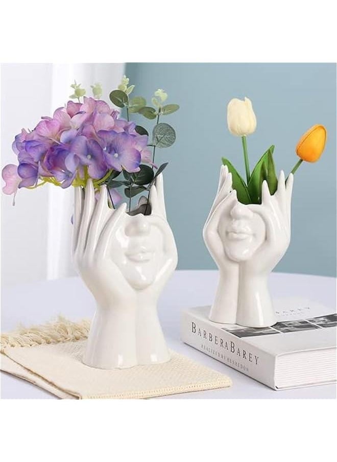 Ceramic Body Vase for Home Decor White Modern Face Vases for Living Room 7.5 H Body Vase Female Form for Flowers Pampas Decorations Porcelain Book Vases for Table Kitchen Office Decor