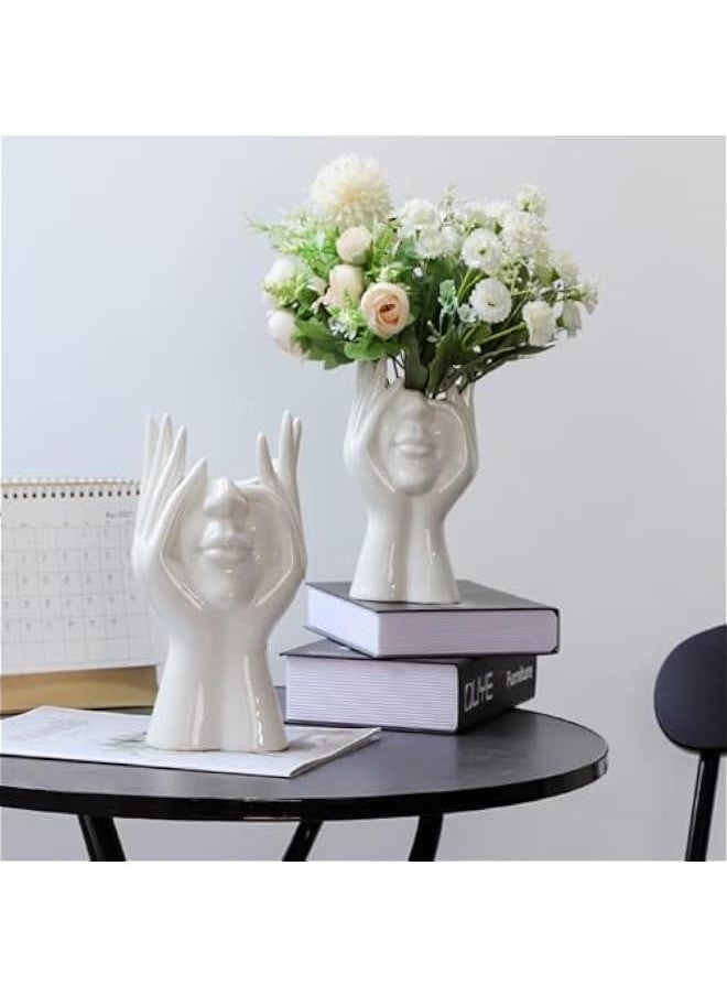 Ceramic Body Vase for Home Decor White Modern Face Vases for Living Room 7.5 H Body Vase Female Form for Flowers Pampas Decorations Porcelain Book Vases for Table Kitchen Office Decor