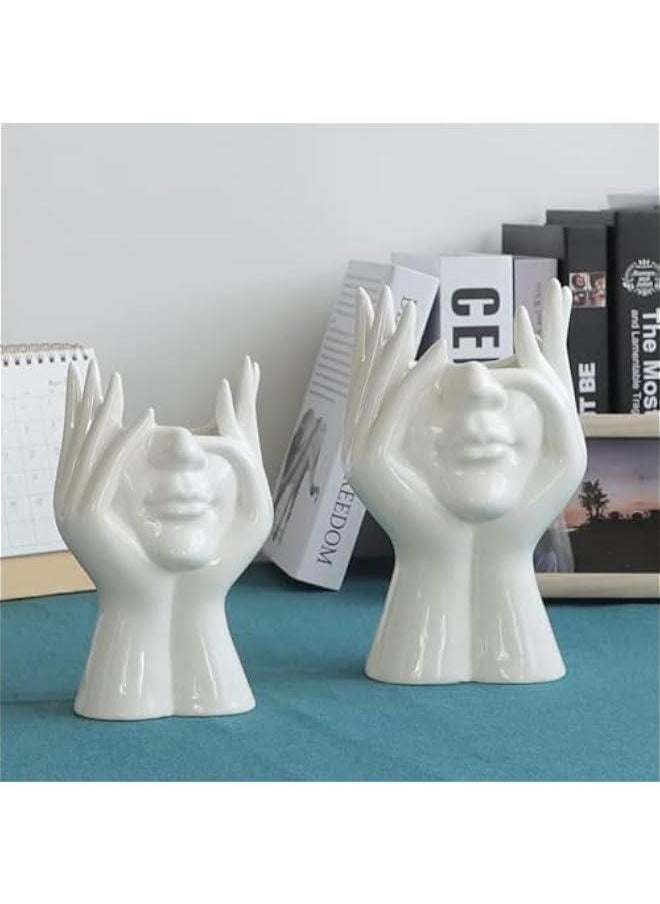 Ceramic Body Vase for Home Decor White Modern Face Vases for Living Room 7.5 H Body Vase Female Form for Flowers Pampas Decorations Porcelain Book Vases for Table Kitchen Office Decor