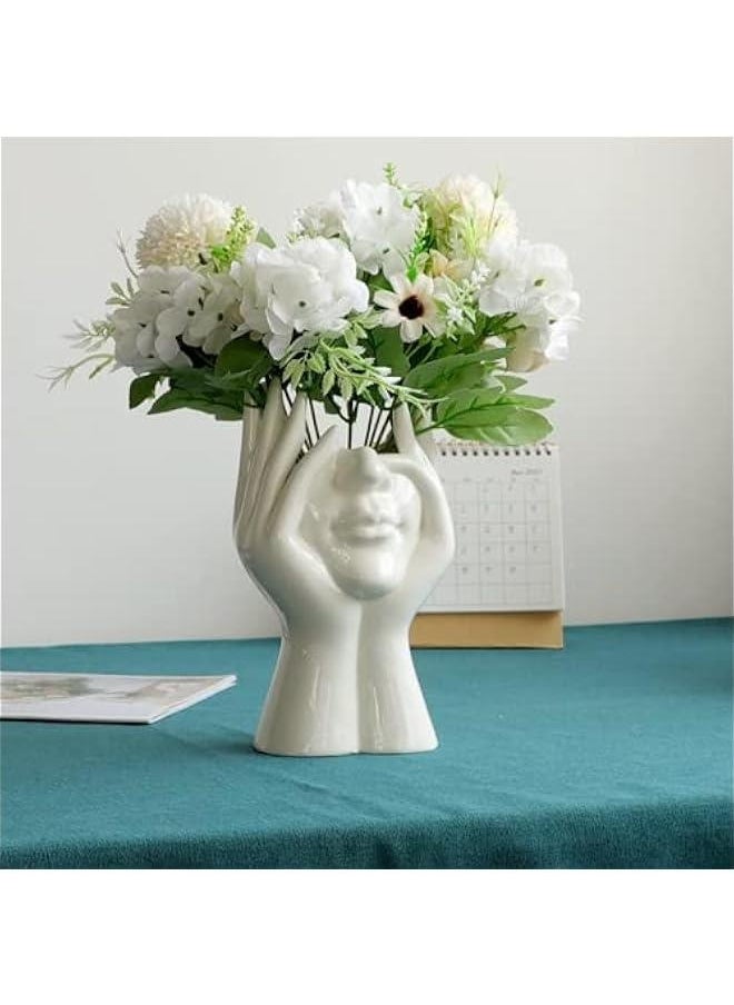 Ceramic Body Vase for Home Decor White Modern Face Vases for Living Room 7.5 H Body Vase Female Form for Flowers Pampas Decorations Porcelain Book Vases for Table Kitchen Office Decor