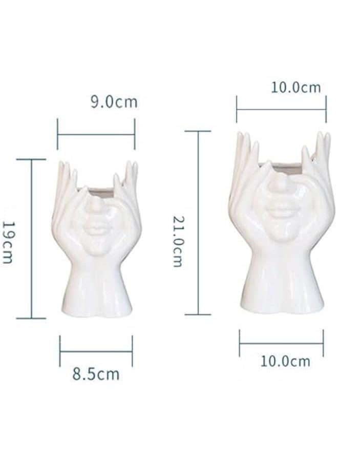 Ceramic Body Vase for Home Decor White Modern Face Vases for Living Room 7.5 H Body Vase Female Form for Flowers Pampas Decorations Porcelain Book Vases for Table Kitchen Office Decor