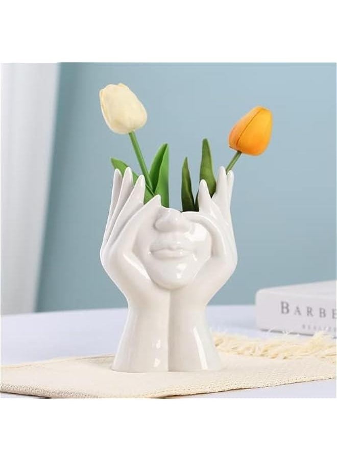 Ceramic Body Vase for Home Decor White Modern Face Vases for Living Room 7.5 H Body Vase Female Form for Flowers Pampas Decorations Porcelain Book Vases for Table Kitchen Office Decor