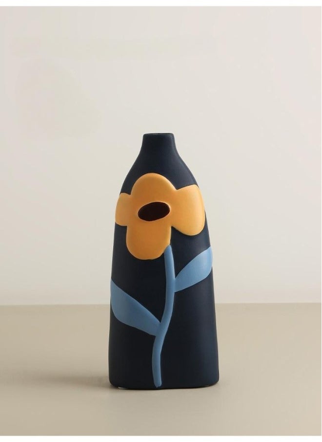1 Pcs Creative Home Morandi Painted Ceramic Vase Living Room Decoration 25cm High