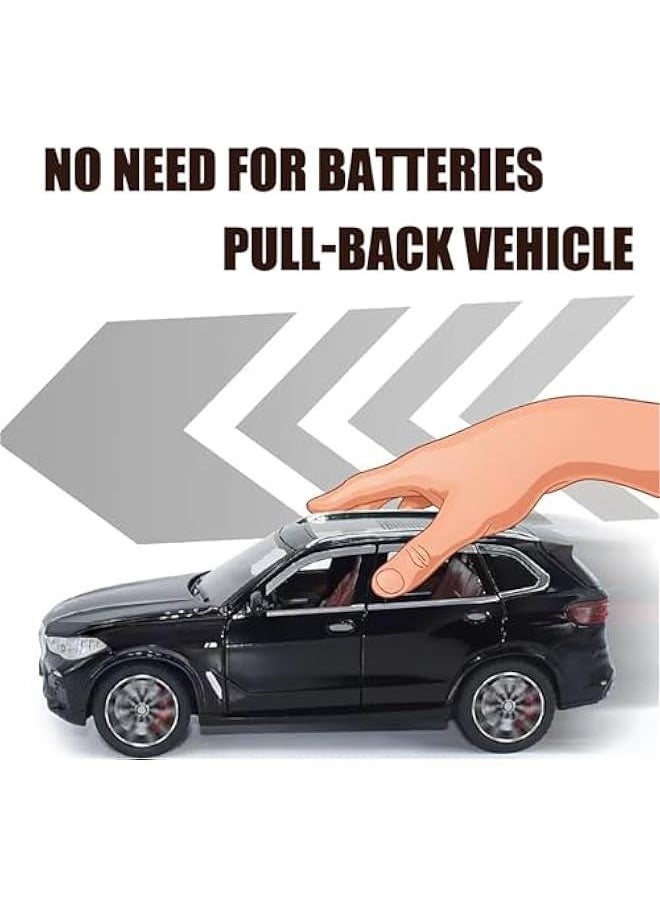 Toy Cars Compatible for BMW X5 1/32 Metal Model Car Toys with Light and Sound Pull Back Collectible Model for Children Age 3 + Year Old Festival Gift(Black)