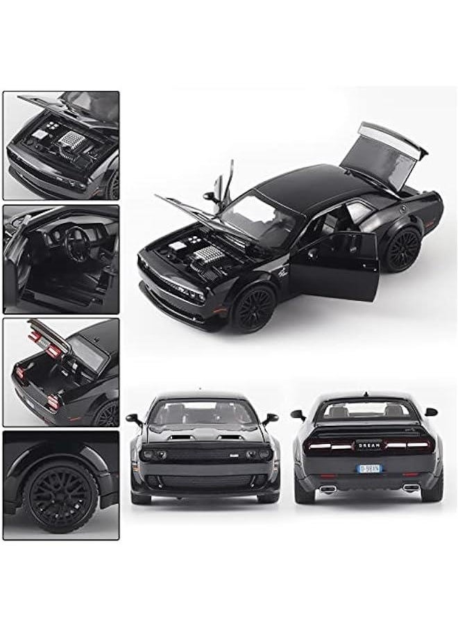 Toy Cars for Kids 1/32 Challenger Hellcat Die Cast Metal Toy Cars,Pull Back Hellcat CarWith Light and Music Hellcat Toy Car Collectible Model Cars,for Boys Age 3 + Year Old