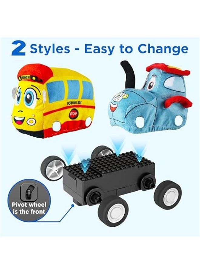 Toddler Soft Car Toy 1-3, Baby Remote Control School Bus Tractor Truck Toy 2 Year Old Boy, 2-IN-1 RC Plush Vehicle Play Set, Infant First Birthday Gift 18 24 Month 2 3 4 5 Year Girl Kids
