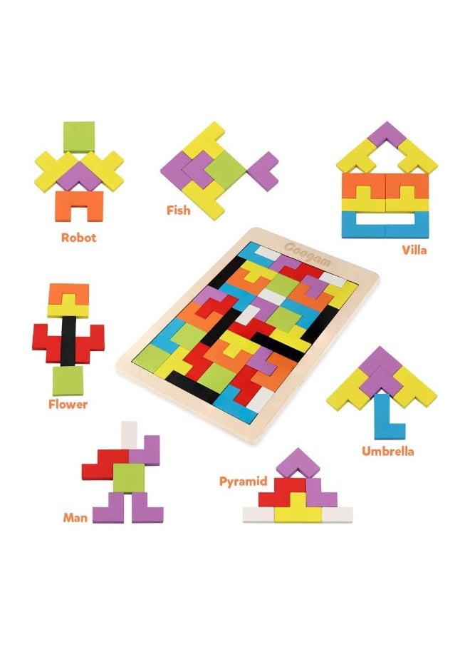 Wooden Blocks Puzzle Brain Teasers Toy Jigsaw Intelligence Colorful 3D Russian Blocks Game Gift