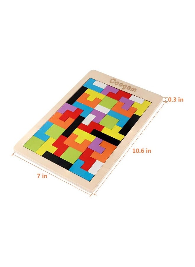 Wooden Blocks Puzzle Brain Teasers Toy Jigsaw Intelligence Colorful 3D Russian Blocks Game Gift
