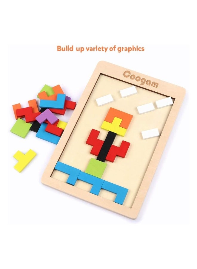 Wooden Blocks Puzzle Brain Teasers Toy Jigsaw Intelligence Colorful 3D Russian Blocks Game Gift