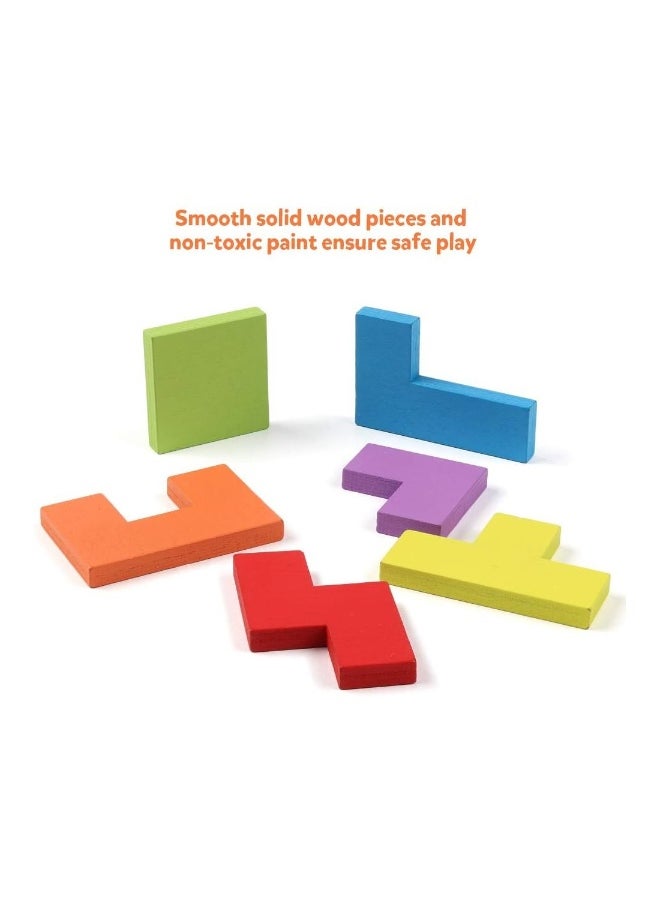 Wooden Blocks Puzzle Brain Teasers Toy Jigsaw Intelligence Colorful 3D Russian Blocks Game Gift