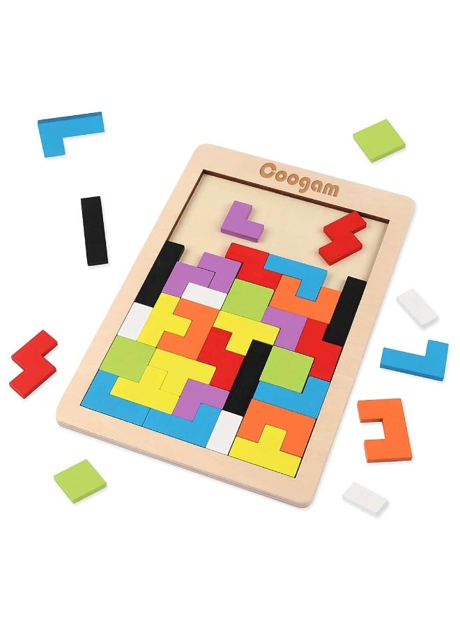 Wooden Blocks Puzzle Brain Teasers Toy Jigsaw Intelligence Colorful 3D Russian Blocks Game Gift