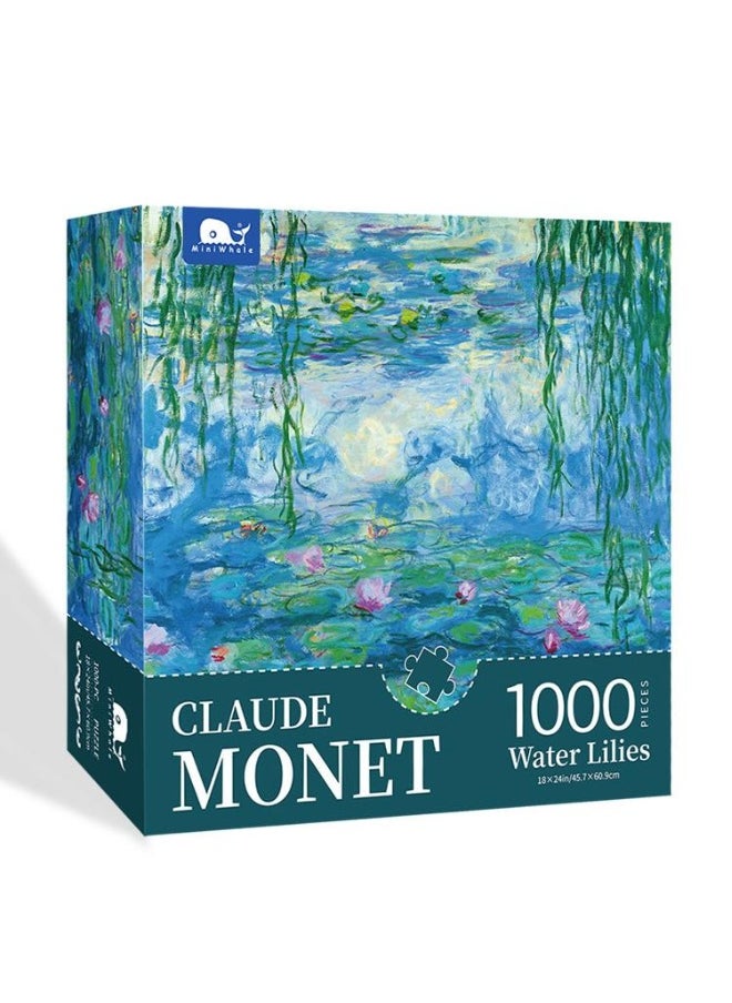 Monet Puzzle 1000 Pieces For Adult Kids Water Lilies Large Difficult Art Puzzle Famous Painting Gift for Teens Educational Toy For Kids