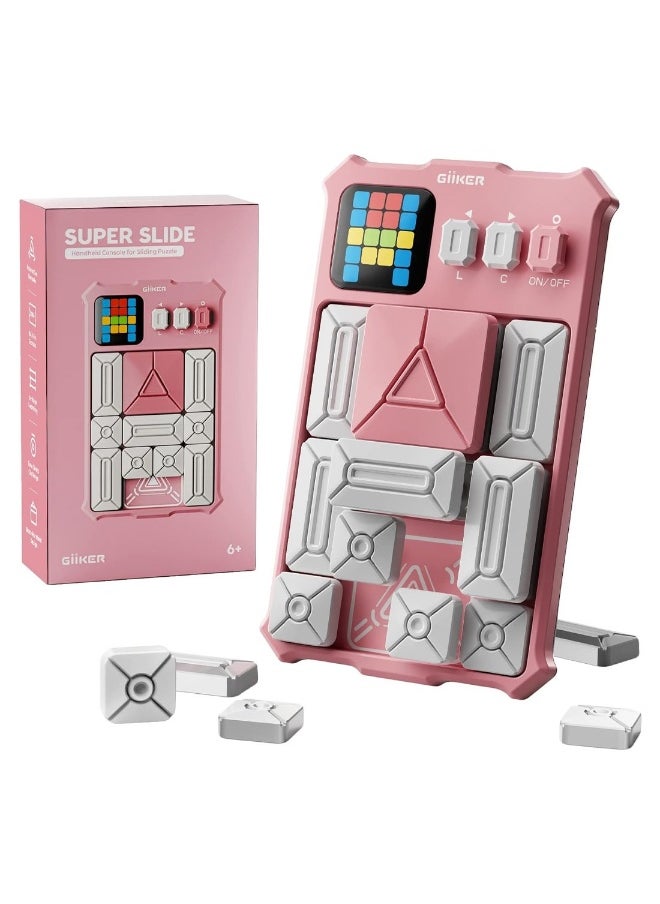 Super Slide Brain Teaser Puzzles Interactive Fidget Toys Handheld Games Console Education Travel Board Games Pink