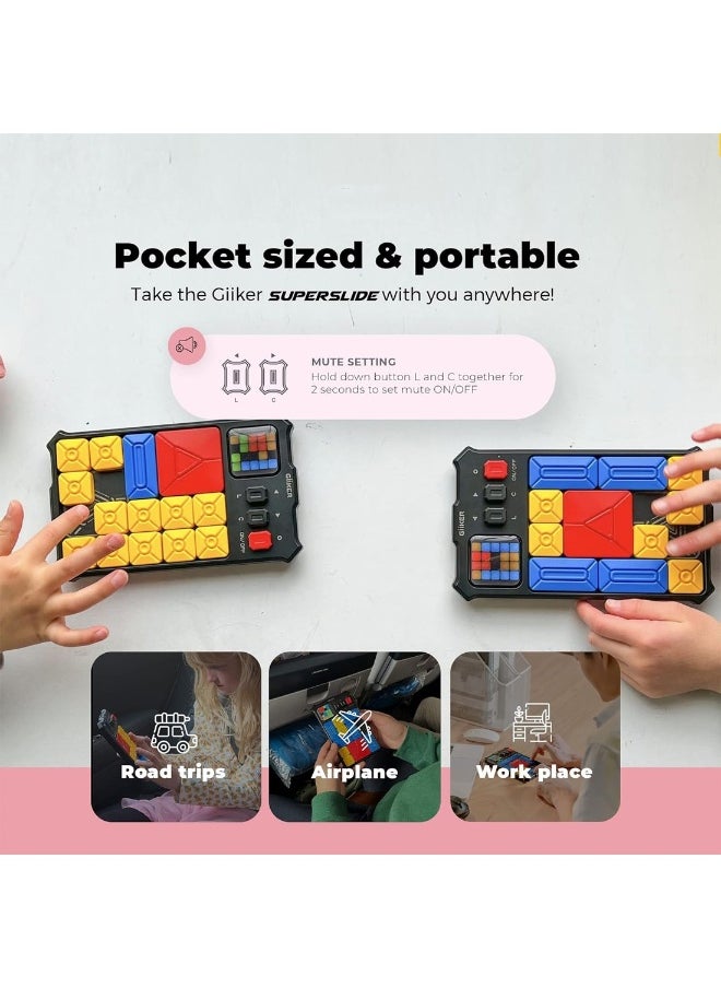 Super Slide Brain Teaser Puzzles Interactive Fidget Toys Handheld Games Console Education Travel Board Games Pink