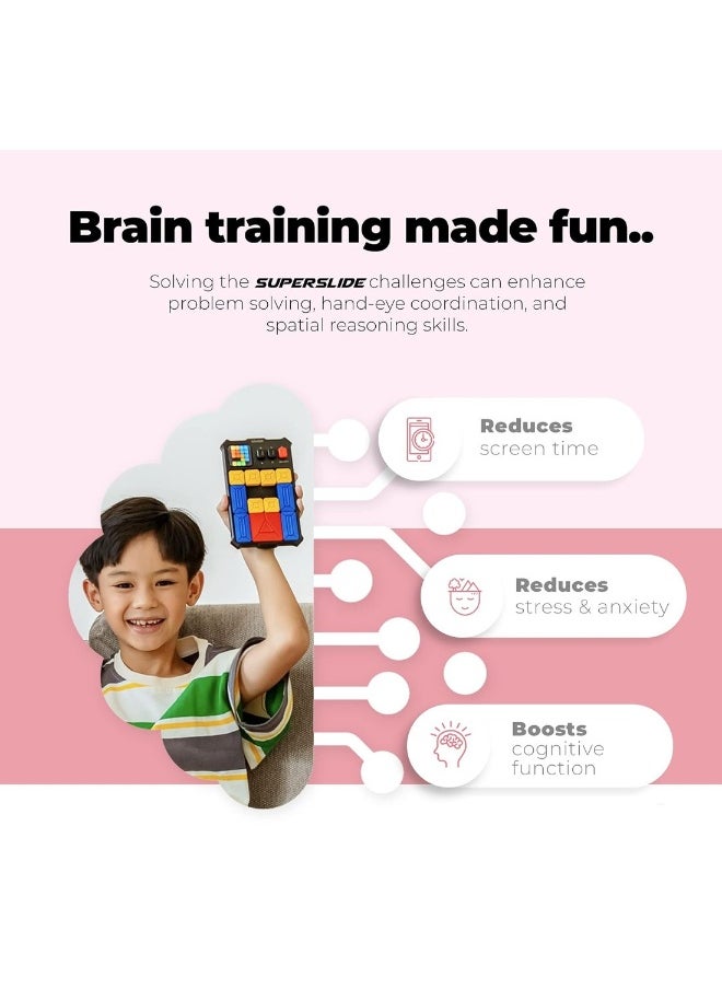 Super Slide Brain Teaser Puzzles Interactive Fidget Toys Handheld Games Console Education Travel Board Games Pink