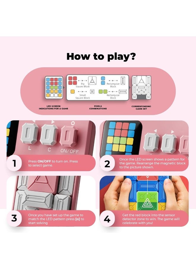 Super Slide Brain Teaser Puzzles Interactive Fidget Toys Handheld Games Console Education Travel Board Games Pink
