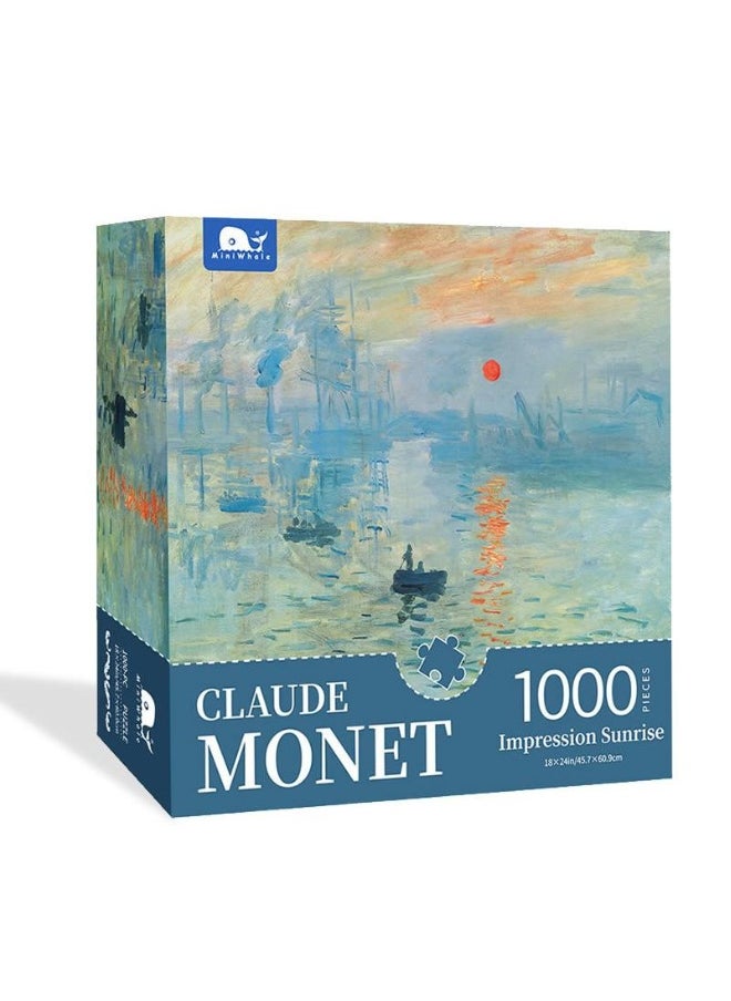 Monet Puzzle 1000 Pieces For Adult Kids  Impression Sunrise Large Difficult Art Puzzle Famous Painting Gift for Teens Educational Toy For Kids