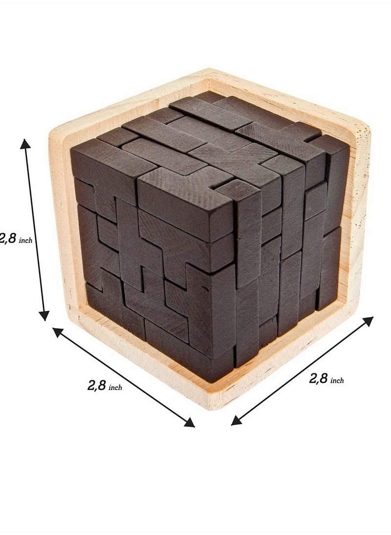 Wooden Puzzle Toy, 3D Wooden Brain Teaser Puzzle, Genius Skills Builder T-Shape Pieces Educational Toy, for Kids and Adults, Explore Creativity and Problem Solving, Gift Desk Puzzles