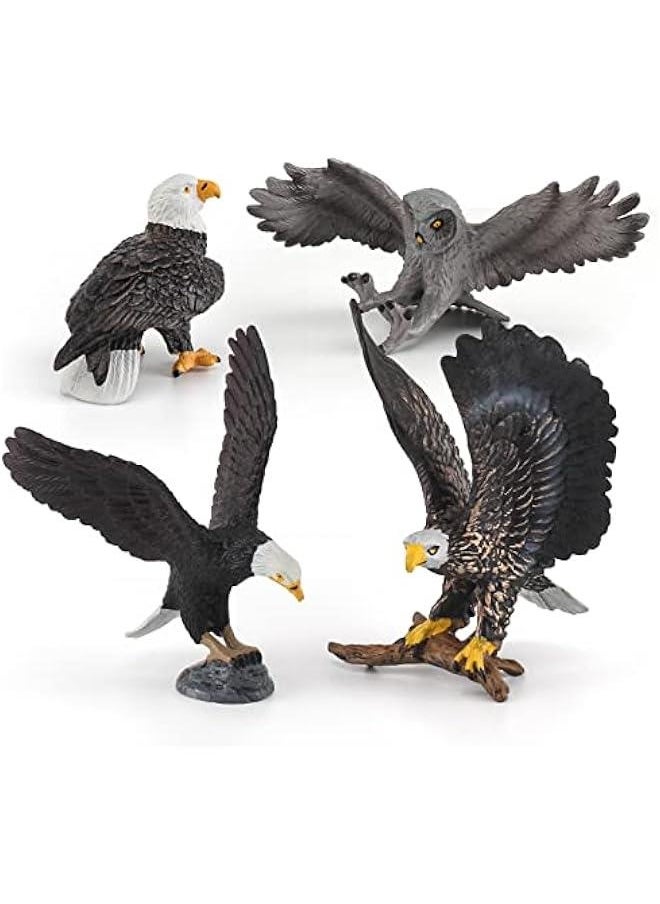 Forest Wildlife Bird Toy Set Eagle Owl Bald Eagle Table Decorations  Scene Decoration Cake Decoration Children's Cognitive Toys for Boys Girls