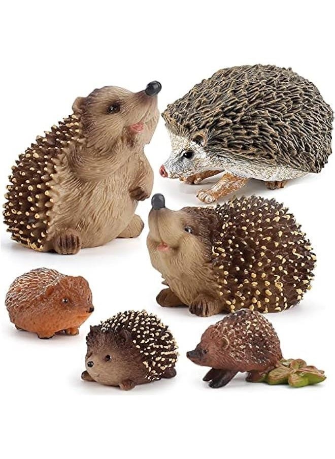 Realastic Big Wild Animal Hedgehog Figurines Toy Palyset Hedgehog Figurines Garden Statues Jungle Forest Jumbo Zoo Animals Toy Figures for Kids 6 PCS