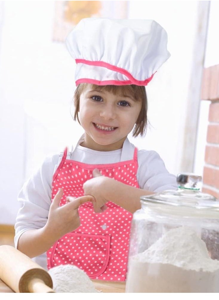 11 piece set Chef Set for Kids,11pcs Kitchen Costume Role Play Kits,Girls Apron with Chef Hat,Cooking Mitt and Cookie Cutters (Rose red)