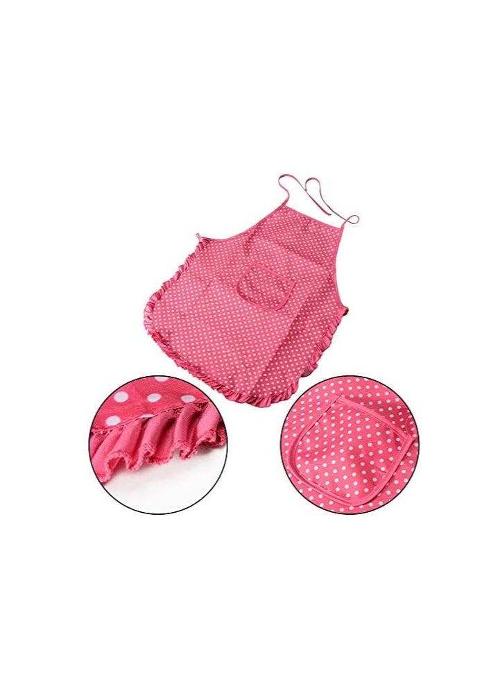 11 piece set Chef Set for Kids,11pcs Kitchen Costume Role Play Kits,Girls Apron with Chef Hat,Cooking Mitt and Cookie Cutters (Rose red)