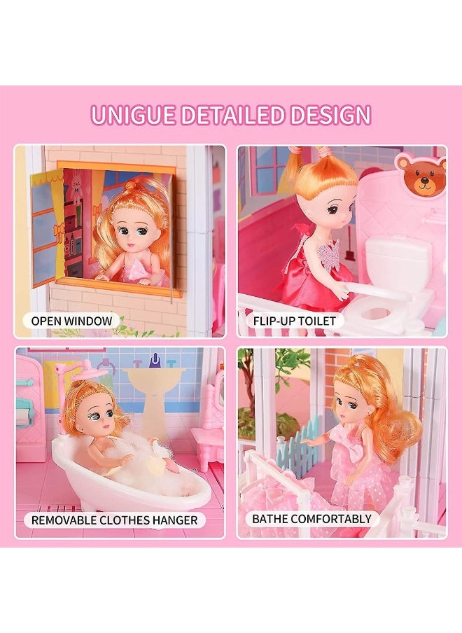 Doll House Dream House Girls Pretend Toy  Doll Figures DIY Cabin Pretend Toy Doll House