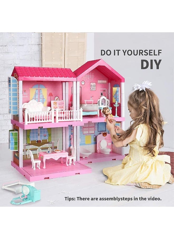 Doll House Dream House Girls Pretend Toy  Doll Figures DIY Cabin Pretend Toy Doll House
