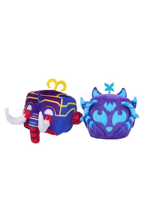 2 Pcs Roblox Blox Fruit Plush Toy Mammoth Box And Fox Box 15 Cm Gift For Fans Girls And Boys