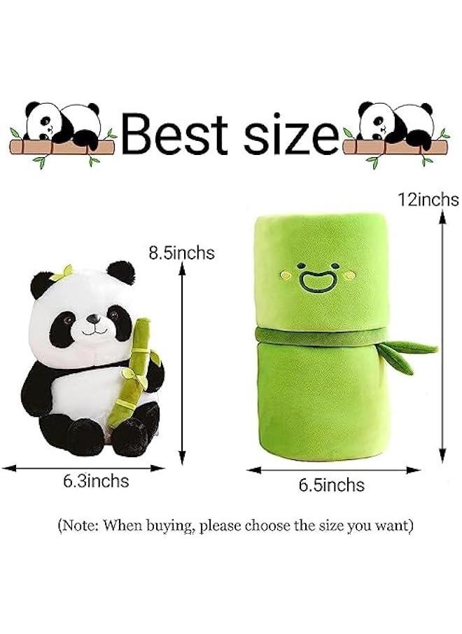 WeightedPlush 12 Cute Panda Plush with Bamboo, Soft Panda in Bamboo Stuffed Animals Toy, Kawaii Panda Bear Plushies Doll Gifts for Kids Girls Boys Birthday