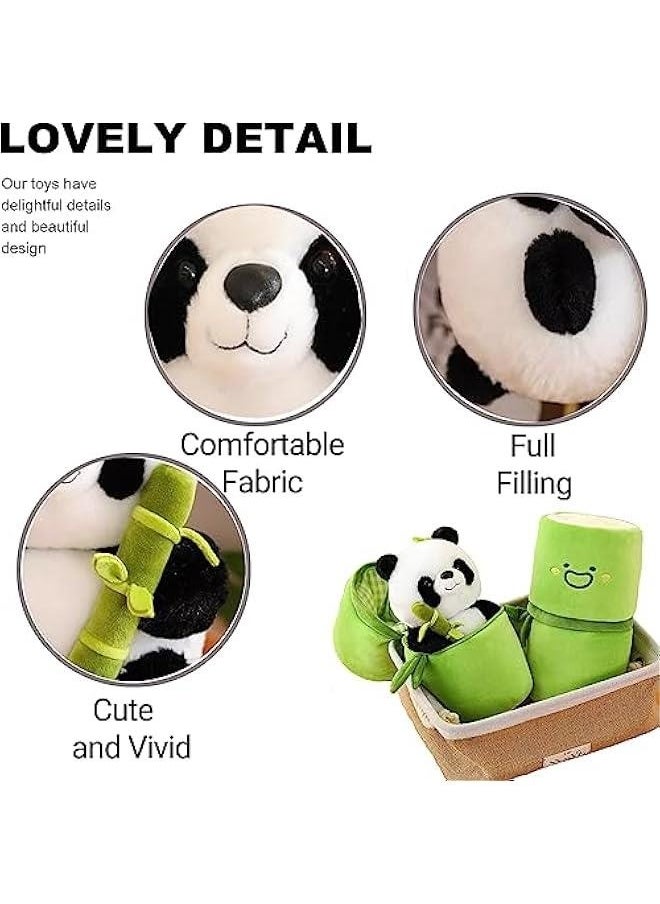 WeightedPlush 12 Cute Panda Plush with Bamboo, Soft Panda in Bamboo Stuffed Animals Toy, Kawaii Panda Bear Plushies Doll Gifts for Kids Girls Boys Birthday