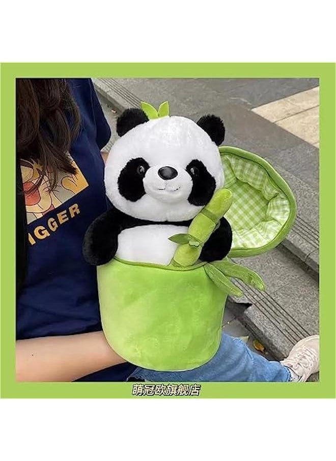 WeightedPlush 12 Cute Panda Plush with Bamboo, Soft Panda in Bamboo Stuffed Animals Toy, Kawaii Panda Bear Plushies Doll Gifts for Kids Girls Boys Birthday