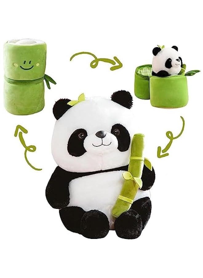 WeightedPlush 12 Cute Panda Plush with Bamboo, Soft Panda in Bamboo Stuffed Animals Toy, Kawaii Panda Bear Plushies Doll Gifts for Kids Girls Boys Birthday