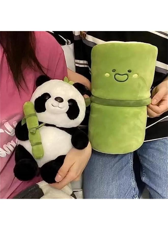 WeightedPlush 12 Cute Panda Plush with Bamboo, Soft Panda in Bamboo Stuffed Animals Toy, Kawaii Panda Bear Plushies Doll Gifts for Kids Girls Boys Birthday