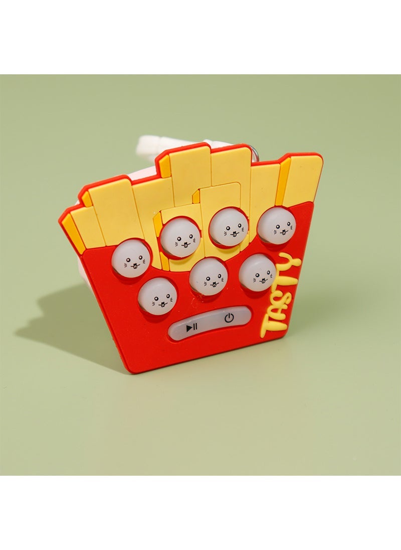 Cartoon cute handheld mouse machine puzzle through childrens game machine decompression artifact mini toys wholesale French Fries