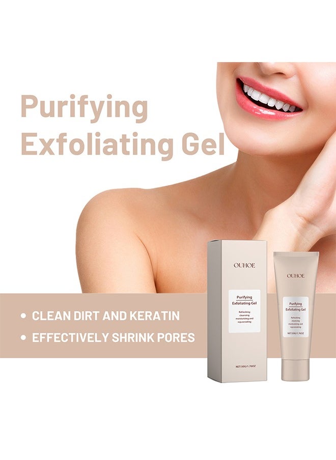 Purifying Exfoliating Gel, Facial Exfoliator Cleanser, Deep Cleansing Face and Body Exfoliating Scrub Gel, Gentle Exfoliating Gel for Face Facial – Exfoliating Gel Scrub for Face Cleans Dirt & Oils 50g